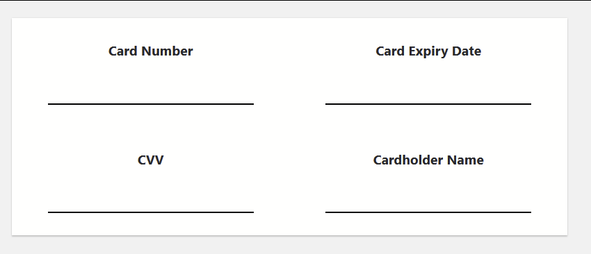 Hosted Fields Example 2 by 2 Grid