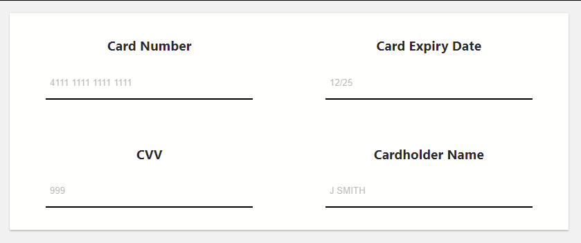 Hosted Fields Example Designated Containers