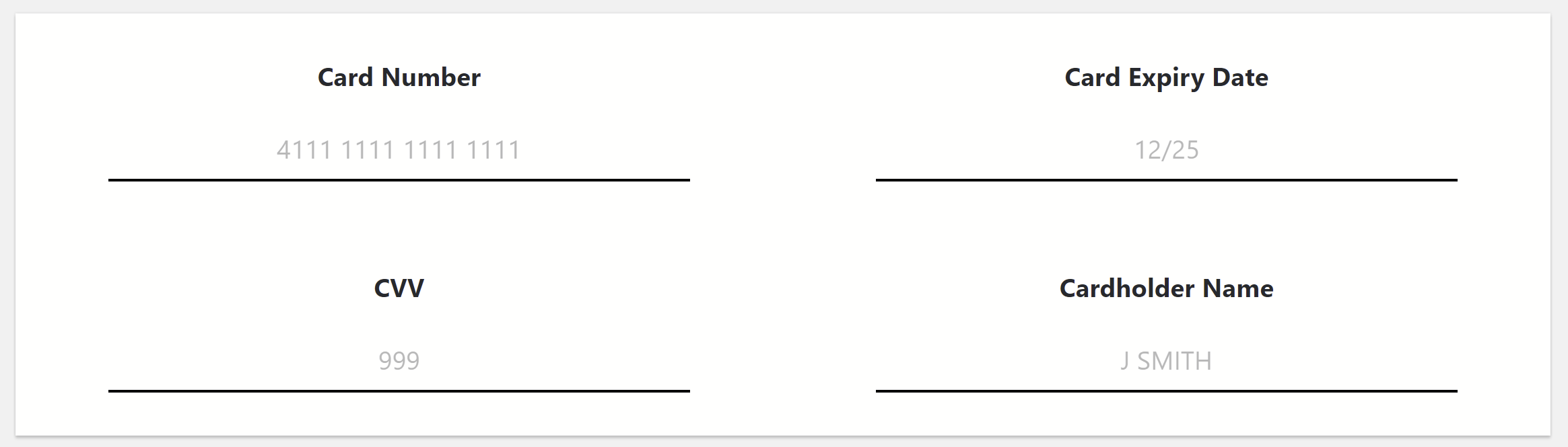 Hosted Fields Example Placeholder Fields